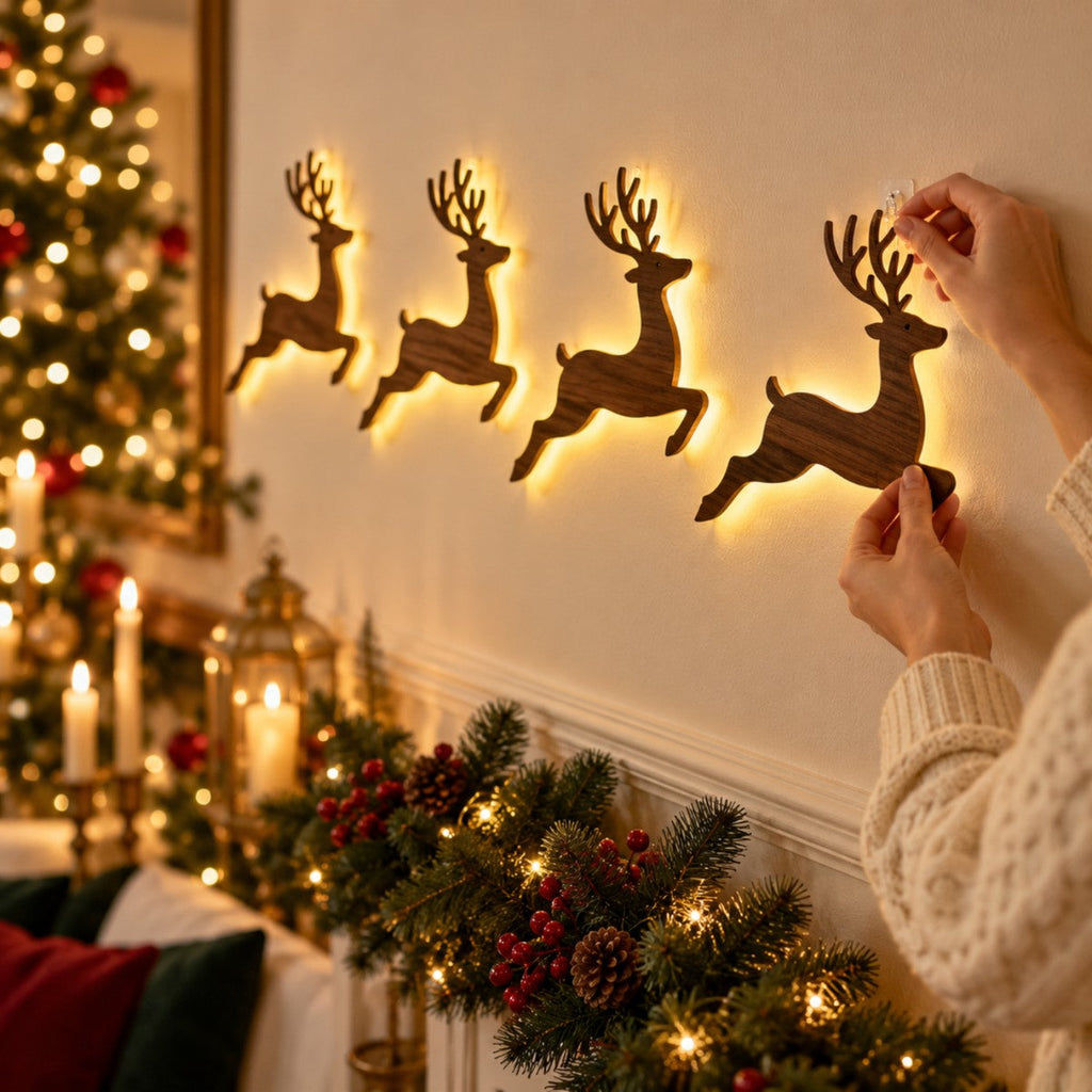 Hanging a reindeer silhouette with a small adhesive hook