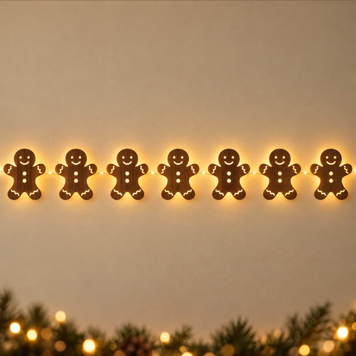 Gingerbread Jolly style – glowing Christmas silhouettes