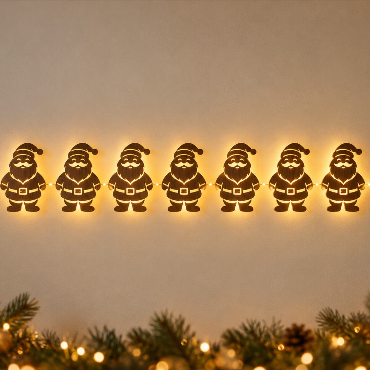 Santa Claus style – glowing Christmas silhouettes