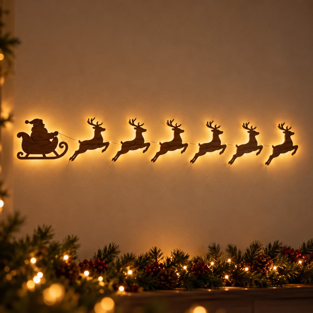 Santa's Sleigh style – glowing Christmas silhouettes